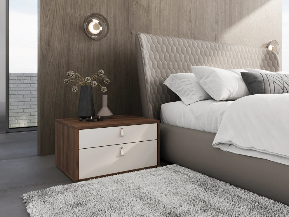 Augura Nigthstand in Walnut and Taupe