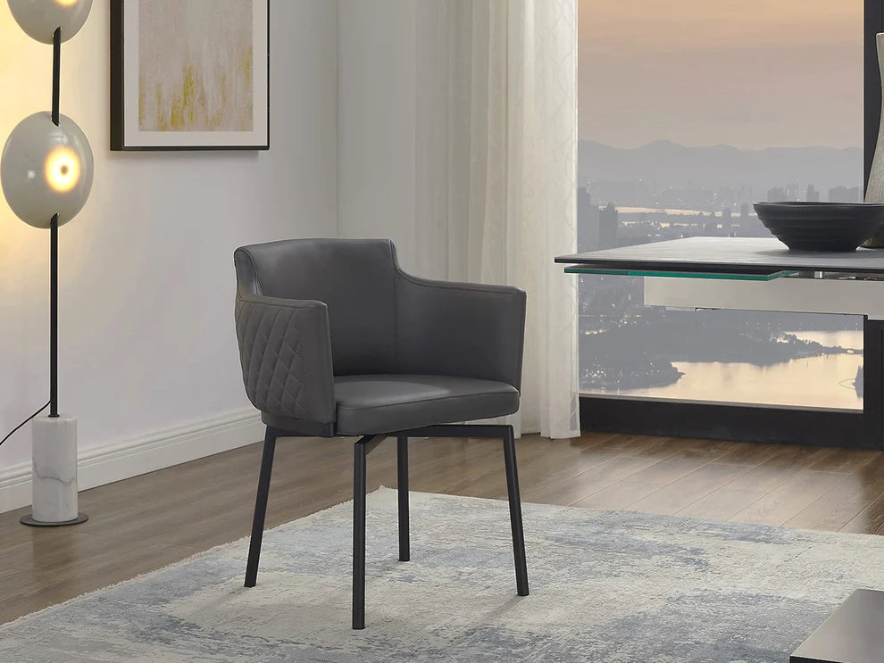 Suzzie Swivel Dining Chair in Gray Eco-Leather