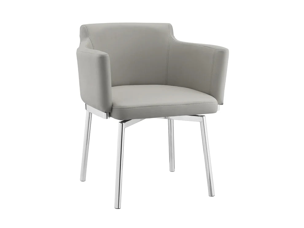 Suzzie Swivel Dining Chair in Taupe Eco-Leather