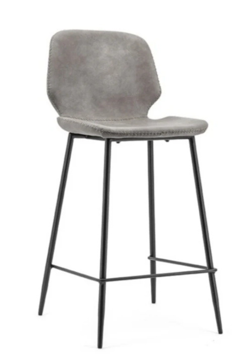 Gray Leather Counter Stools (2) | By-Boo