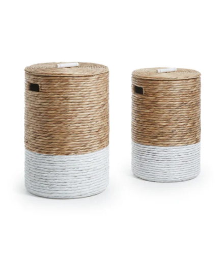 White Woven Laundry Basket Set