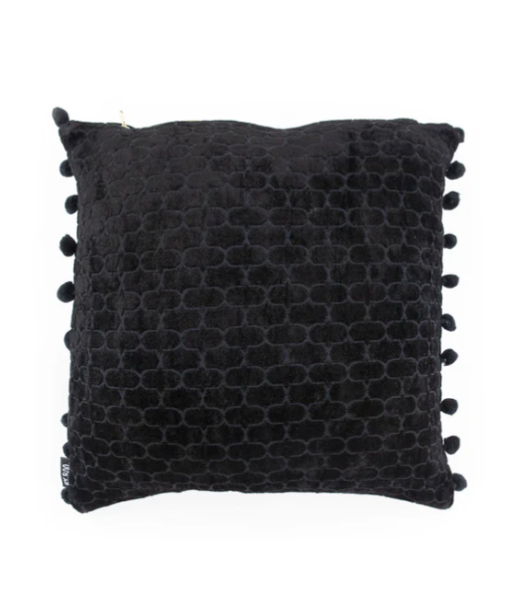 Square Black Viscose Throw Pillows