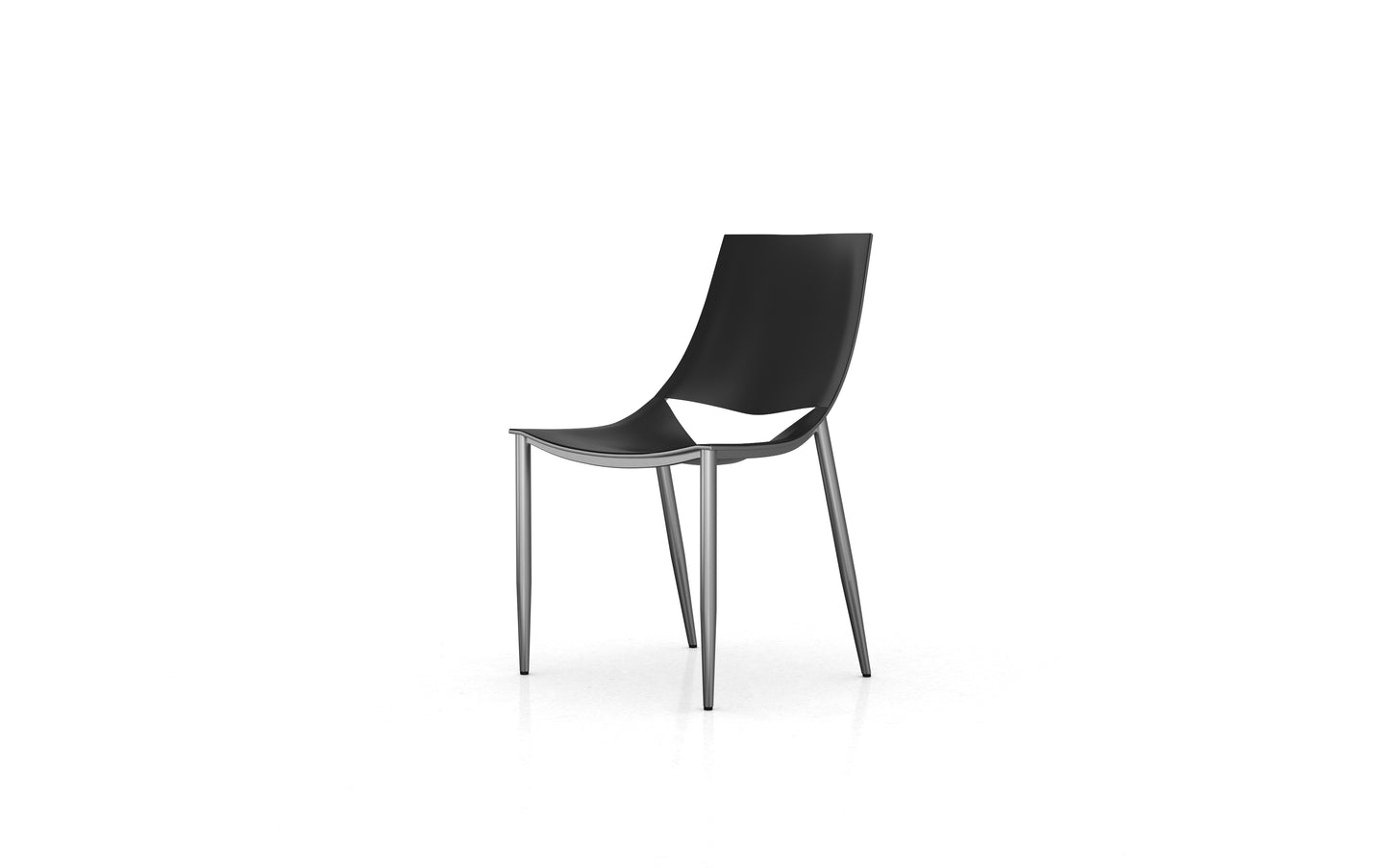 Sloane Chair in Black Leather and Carbon Steel