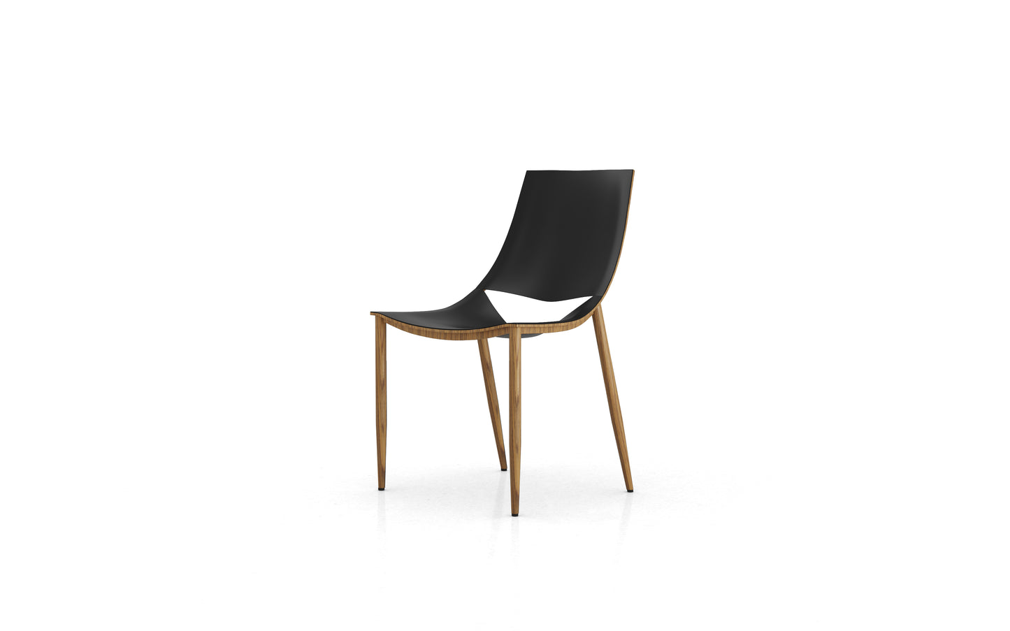 Sloane Chair in Black Leather and Teak