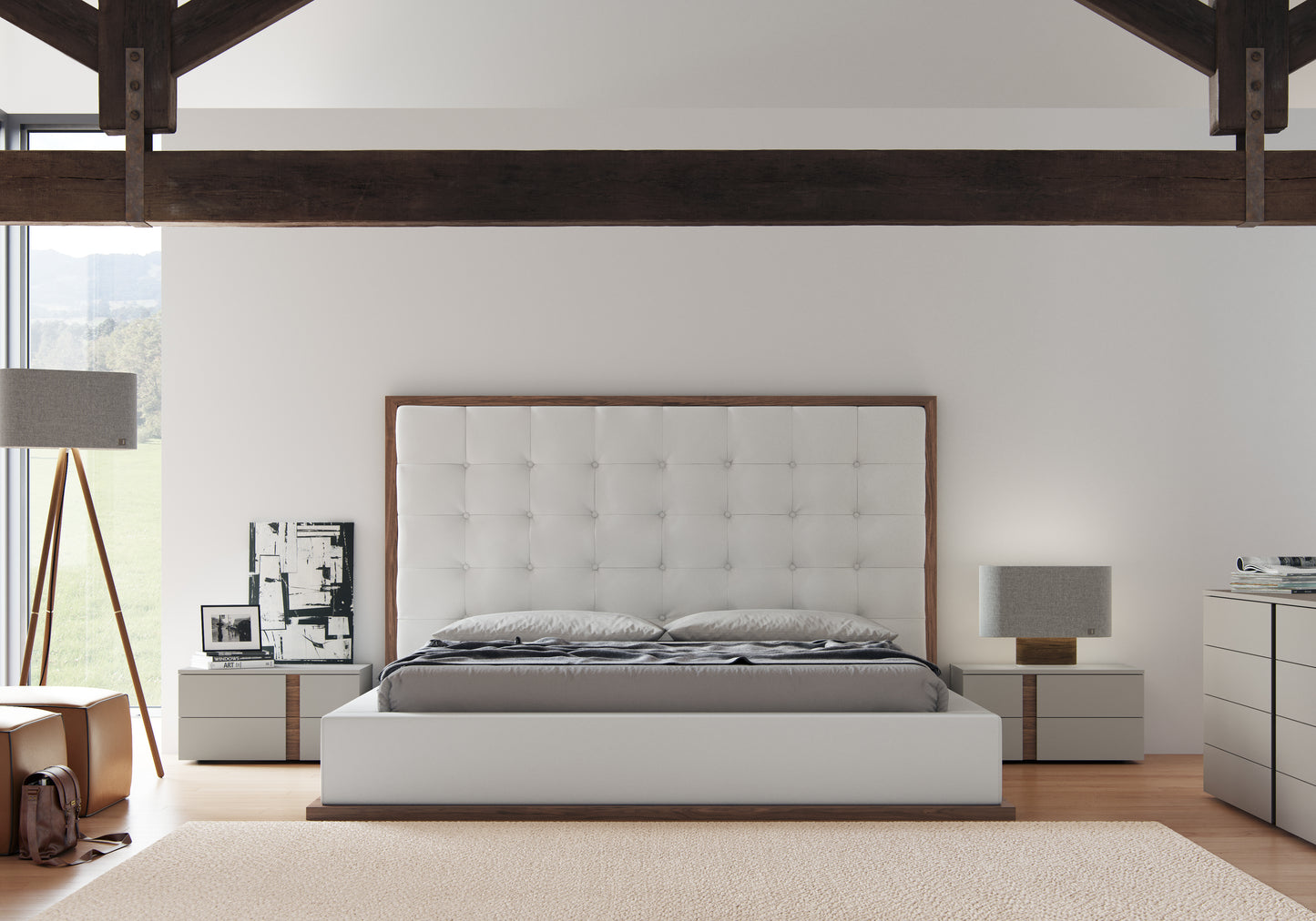 Ludlow Bed in Walnut and White