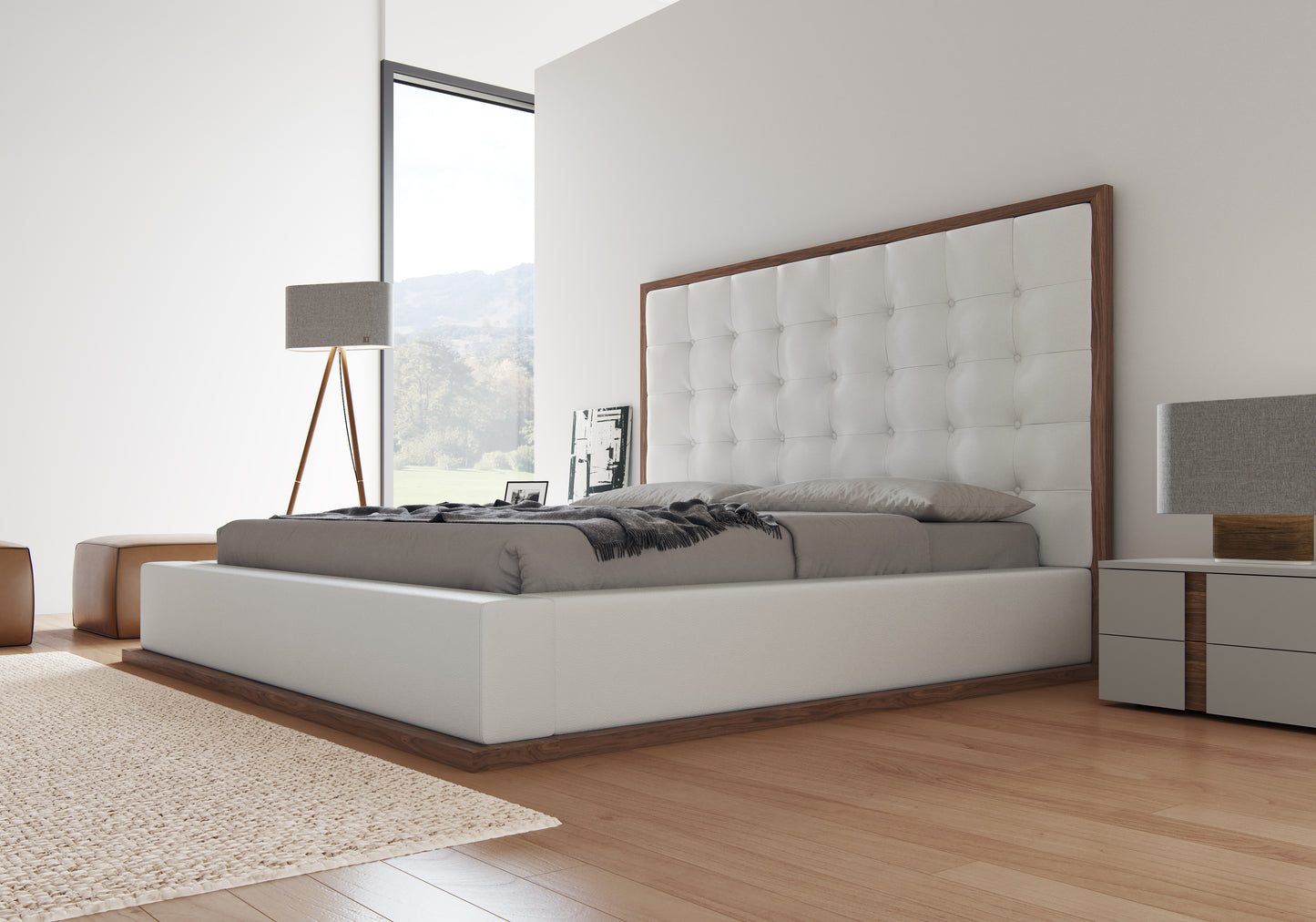 Ludlow Bed in Walnut and White