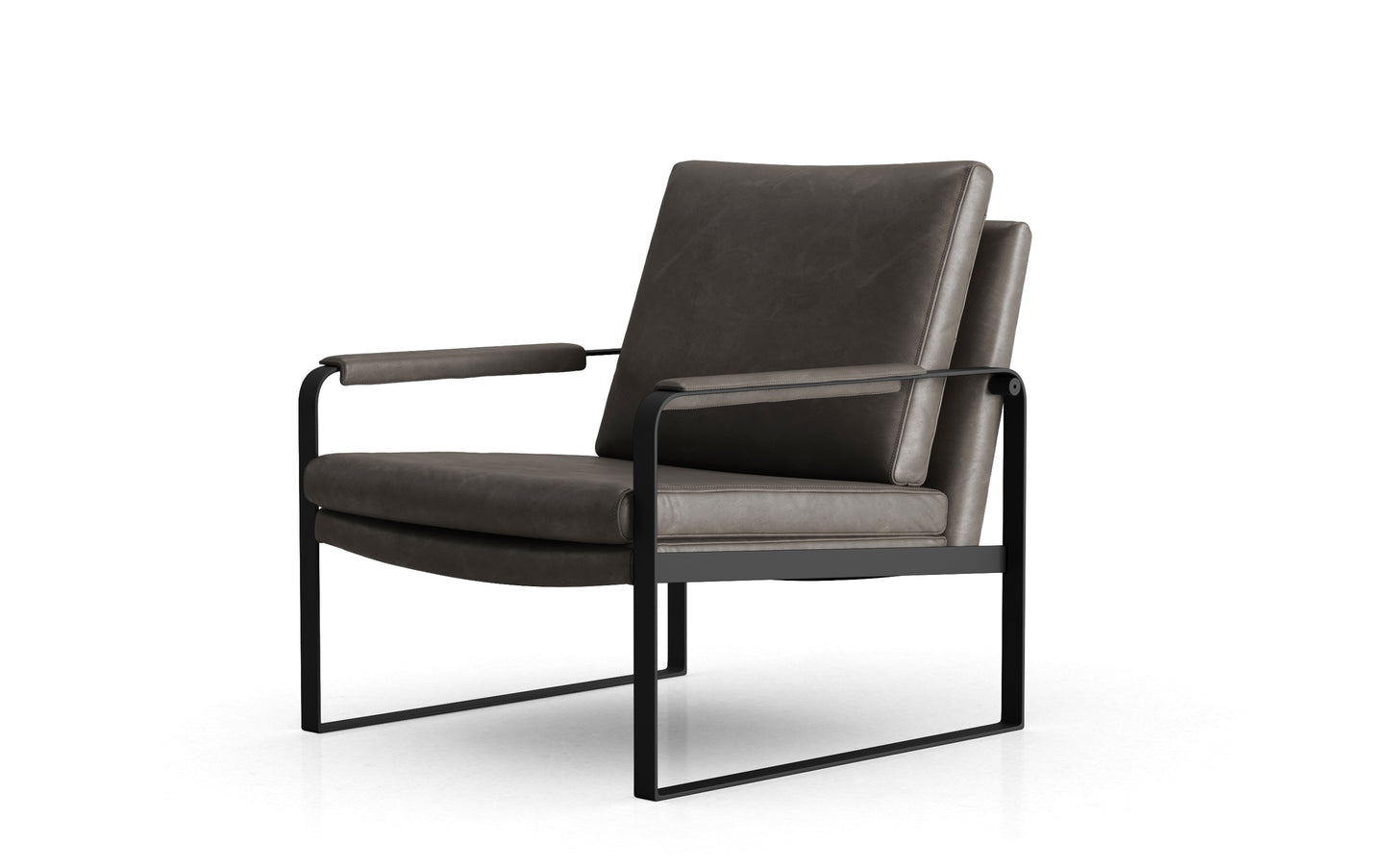 Charles Armchair in Gunmetal Leather